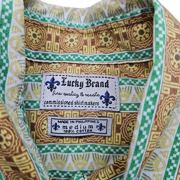 Vintage Lucky Brand Dungarees Shirt Mens Medium Stripe Long Sleeve Western 70s - Picture 5 of 12